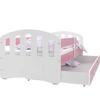 Dětská postel se šuplíkem HAPPY - 180x80 cm - růžovo-bílá