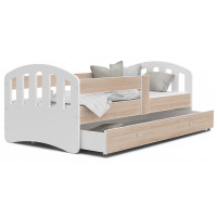Dětská postel se šuplíkem HAPPY - 140x80 cm - sonoma-bílá