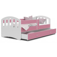 Dětská postel se šuplíkem HAPPY - 160x80 cm - růžovo-bílá