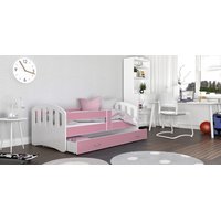Dětská postel se šuplíkem HAPPY - 160x80 cm - růžovo-bílá
