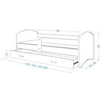 Dětská postel LUCY se šuplíkem - 180x80 cm - FOTBALISTA