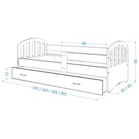 Dětská postel se šuplíkem HAPPY - 140x80 cm - modro-bílá