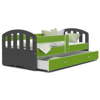 Dětská postel se šuplíkem HAPPY - 140x80 cm - zeleno-šedá