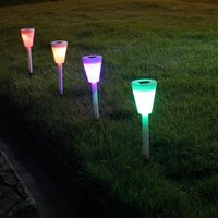 Zahradní LED RGB solární lampa do země SUMMER 37x7,5 cm - bílá