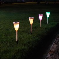 Zahradní LED RGB solární lampa do země SUMMER 37x7,5 cm - bílá