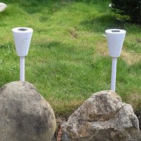 Zahradní LED RGB solární lampa do země SUMMER 37x7,5 cm - bílá