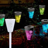 Zahradní LED RGB solární lampa do země SUMMER 37x7,5 cm - bílá