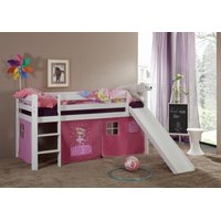 Dětská VYVÝŠENÁ postel DOMEČEK SE SKLUZAVKOU růžový - bez věžičky