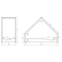 Dětská domečková postel z masivu LOCA A - 180x100 cm