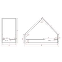 Dětská domečková postel z masivu LOCA A - 180x70 cm