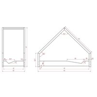 Dětská domečková postel z masivu LOCA A - 190x70 cm