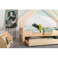 Dětská domečková postel se šuplíkem z masivu LOCA A - 160x70 cm