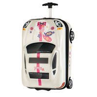 Dětský cestovní kufr AUTO princess - bílo/růžový