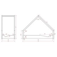 Dětská domečková postel se šuplíkem z masivu LOCA A - 180x70 cm