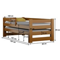 Dětská postel z masivu PAVLÍK DUO - 190x80/180x80 cm