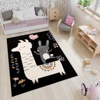 Dětský koberec NOX zvířátka - černý