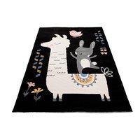 Dětský koberec NOX zvířátka - černý