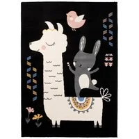 Dětský koberec NOX zvířátka - černý