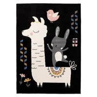 Dětský koberec NOX zvířátka - černý