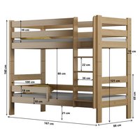 Dětská patrová postel z masivu GABI - 160x80 cm