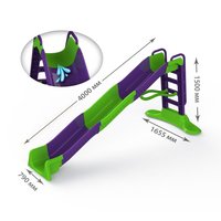 Dětská skluzavka MAX s připojením na vodu - 400 cm - zeleno/fialová