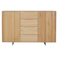 Komoda z masivu buku MODERN - 4 šuplíky a 2 skříňky - vyvýšené hliníkové nohy - 150x41x97 cm