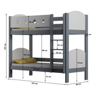 Dětská patrová postel TANY - 180x80 cm - 10 barev