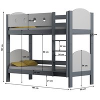 Dětská patrová postel TANY - 160x80 cm - 10 barev