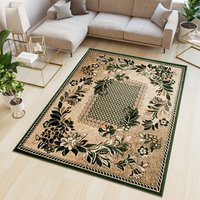 Kusový koberec ATLAS flora - tmavě béžový/zelený