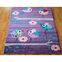 Dětský koberec PTÁČCI - fialový