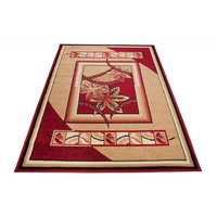 Kusový koberec ATLAS frame - béžový/červený