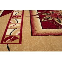 Kusový koberec ATLAS frame - béžový/červený