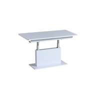 Konferenční stolek OPTI - bílý lesklý - 126-168x70x58-75 cm - rozkládací a zvedací