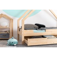 Dětská domečková postel se šuplíkem z masivu LOCA C - 160x70 cm