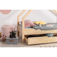 Dětská domečková postel se šuplíkem z masivu LOCA D - 160x80 cm