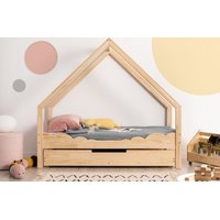 Dětská domečková postel se šuplíkem z masivu LOCA D - 160x70 cm