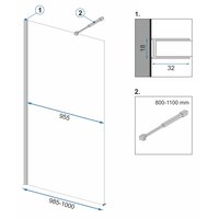 Koupelnová pevná zástěna MAXMAX Rea AERO 100 cm - černá matná - čiré sklo