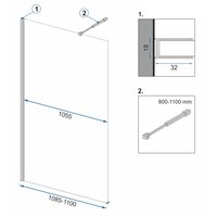 Koupelnová pevná zástěna MAXMAX Rea AERO 110 cm - černá matná - čiré sklo