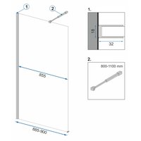 Koupelnová pevná zástěna MAXMAX Rea AERO 90 cm - černá matná - čiré sklo