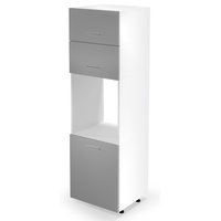 Vysoká kuchyňská skříňka pro vestavnou troubu VITO - 60x214x56 cm - šedá lesklá