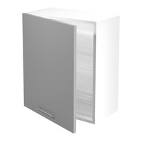 Závěsná kuchyňská skříňka VITO s přihrádkou na talířky - 60x72x30 cm - šedá lesklá