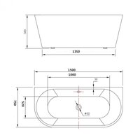 Přístěnná akrylátová vana MEXEN OVAL 150x75 cm - bílá, 52671507500