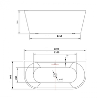 Přístěnná akrylátová vana MEXEN OVAL 170x80 cm - bílá, 52671708000