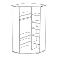 Rohová šatní skříň s policemi a tyčí na ramínka - BLUE - vysoký lesk