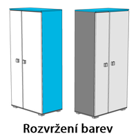 Šatní skříň s policemi a tyčí na ramínka - BLUE TYP D - vysoký lesk