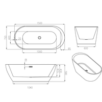 Volně stojící akrylátová vana MEXEN LIVIA 150x75 cm - bílá, 52591507500