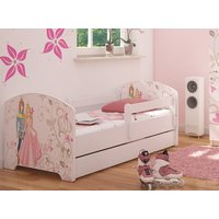 SKLADEM: Dětská postel OSKAR bez šuplíku bílá - princezna a princ 140x70 cm + matrace + 1 dlouhá a 1 krátká bariérka