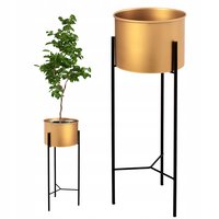Kovový květináč LOFT - 21x21x60 cm - zlatý