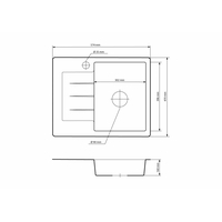 Kuchyňský granitový dřez MILAN - 57,4x47 cm - sv. béžový - pravý, otvor A, standard. sifon