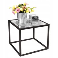 Konferenční stolek GLAMOUR 50x50 cm - černý - sklo/kov